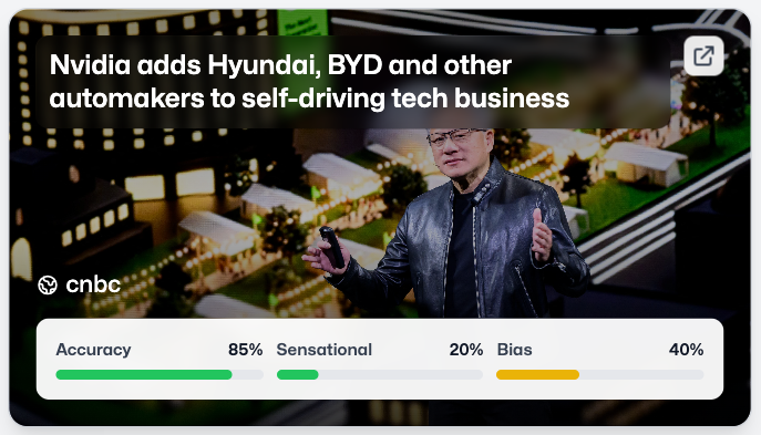 rfalabs's tweet photo. CNBC and 1 other source have reported: Nvidia is expanding its partnerships with major automakers to develop autonomous vehicles. #AutonomousVehicles #TechInnovation #AIinAuto

https://t.co/2YslzsqaG9 https://t.co/0f3Xz9WEm1
