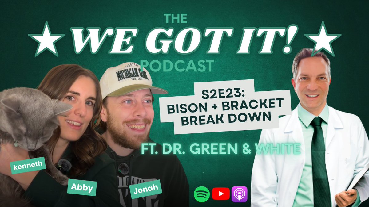 March Madness is here! 🏀 The We Got It! podcast, with Abby and Jonah are joined by <a href="/PaulFanson/">Dr. Green and White</a> (Dr. Green &amp; White) to break down picks, upsets, and sleepers, plus what Michigan State fans need to know about NDSU.

Watch: youtu.be/NRK9pKpEe20

Listen: open.spotify.com/episode/3ECc8l…