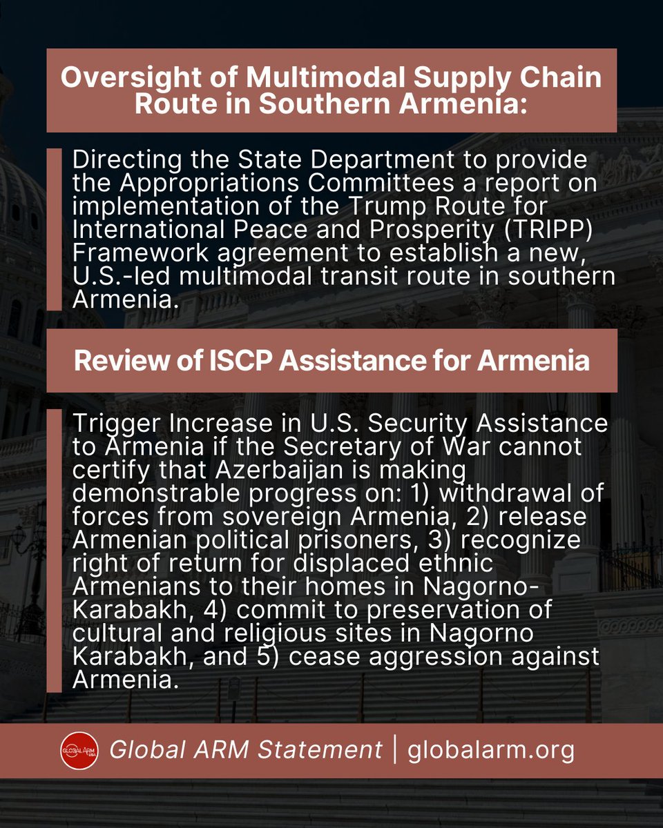 globalarm_us's tweet photo. Global ARM submitted recommendations for FY27 State, Foreign Operations, and Defense Appropriations bills, developed in consultation with the administration, bipartisan Members of Congress, and stakeholders both in Washington and Armenia.

More at https://t.co/jDKCHSU44o https://t.co/Kj7U8DE3hn