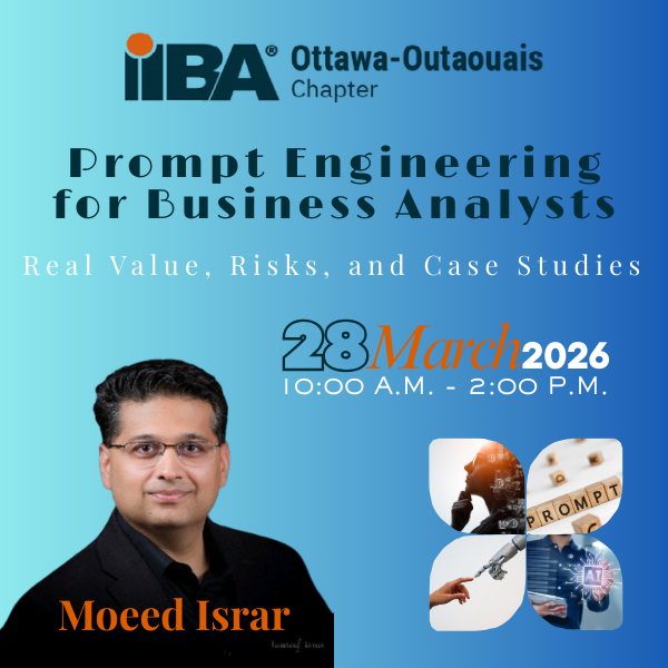 Business analysts are being asked to “use AI,” but most teams lack a practical way to do it safely and effectively. This workshop with Moeed Israr teaches prompt engineering fundamentals for elicitation, summaries, requirements, user stories, and analysis.
ottawa-outaouais.iiba.org/Events/prompt-…