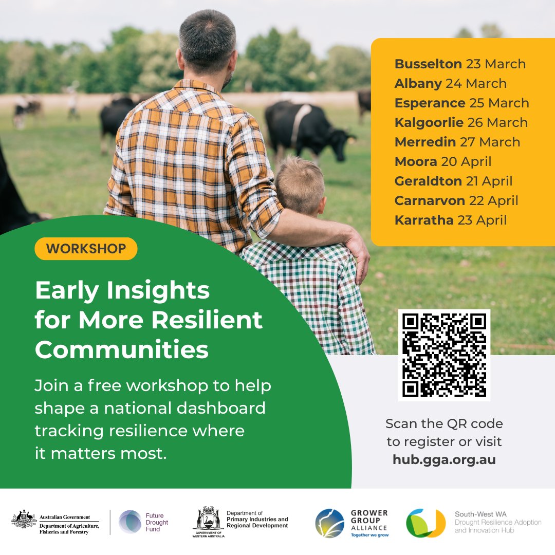 📣 Workshops start next week

Resilience in rural and remote communities can change rapidly after drought, fires, floods, storms or economic shocks, but leaders often rely on anecdotes instead of timely data to guide decisions. 

People working across agriculture, health,
