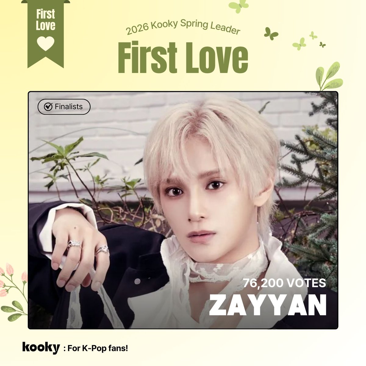 [📢Semi-Finals Results] 
Who will be the #2026Spring_FirstLove 💗? #4

*🌸･ﾟ* #XODIAC #ZAYYAN *･ﾟ🌸*

🏆 Announcing the TOP4 advancing to the Final voting ><
비니 아이아 #BINI #Aiah
엑스러브 우무티 #XLOV #WUMUTI
소디엑 자얀 #XODIAC #ZAYYAN
최립우 #CHUEILIYU

📍The next voting