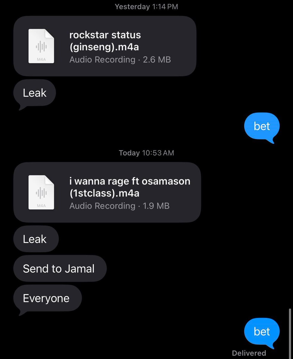 vaultofosama's tweet image. Recently surfaced image of Apollo Red sending out his collab song with OsamaSon to leak 😳, @slimepointe u got ur own mans snaking u ?