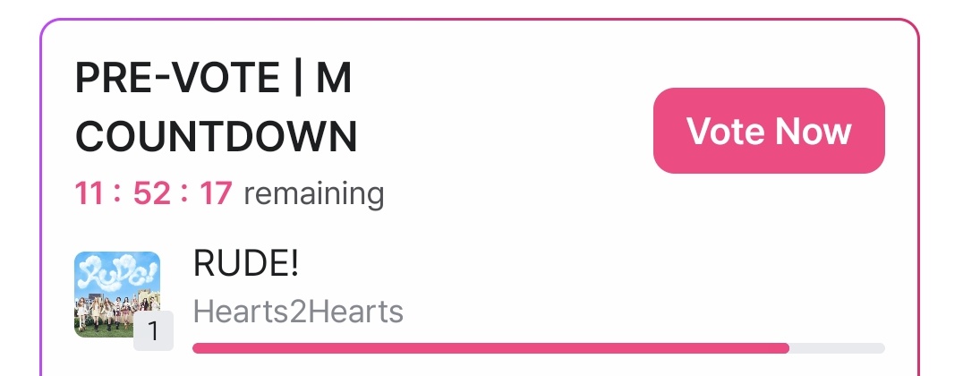 h2h_votes's tweet image. 📢 [E.920] M COUNTDOWN — PRE-VOTE 《LAST DAY》

🗳: MNET+ App
🗓: 14 - 17 march 2026 |23:59 KST
📍: 5 votes/acc/day
🖇: mnetplus.onelink.me/TRa8/xohkwx0b?…

#Hearts2Hearts #하츠투하 #RUDE! #Hearts2Hearts_RUDE!