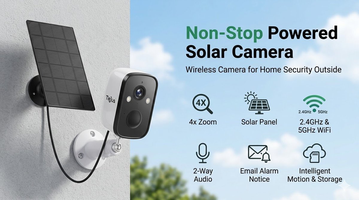 tiejuscamera's tweet photo. Tired of charging your security cameras? 🔋
Meet TIEJUS 2K Solar Wireless Camera!
☀ Non-stop solar power
📶 Dual-band 2.4G &amp; 5G WiFi
👤 Smart Motion Detection
📦 Local SD &amp; Cloud Storage
Install once, protect forever. Zero monthly fees! 💸✅
🔗 https://t.co/tAUfK96CDd https://t.co/lyc9a6q78k