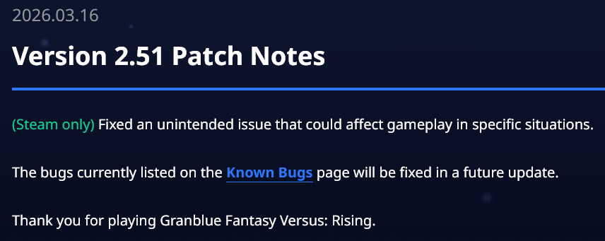 I think a little bit more info on the patch notes would have been great