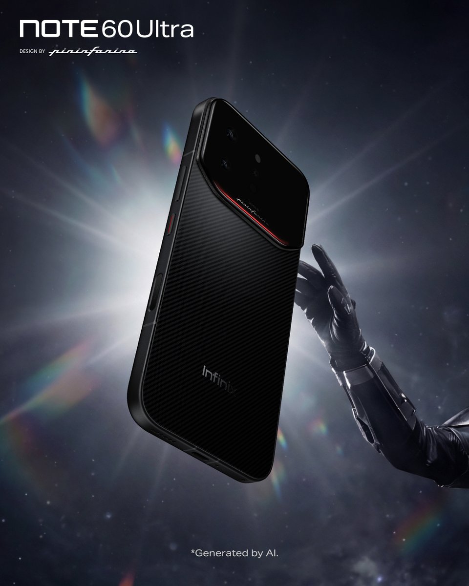 Infinix_Mobile's tweet photo. NOTE 60 Ultra Design by Pininfarina.
Elevate your everyday with Italian elegance and supercar-inspired design.
Your next icon is here — the #NOTE60Ultra.
#NOTE60Ultra #NOTE60Series #ProSuitUp #INFINIXxPininfarina #InfinixNOTE60xYUNA https://t.co/ki7g5Vjti7