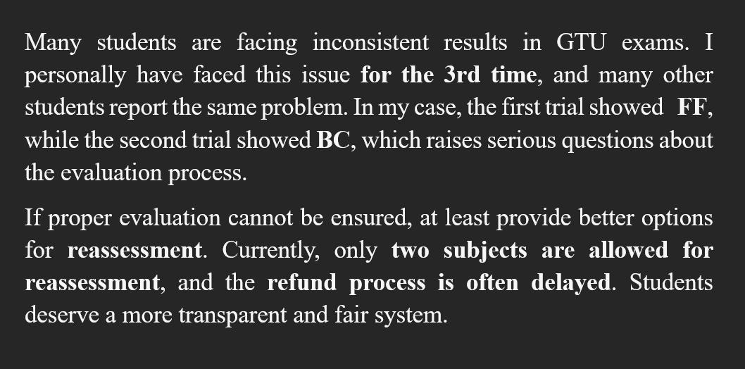 yug_8975's tweet image. @GTU_Official @EduMinOfGujarat @AICTE_INDIA @CMOGuj 

#GTU #GTUResults #StudentConcerns