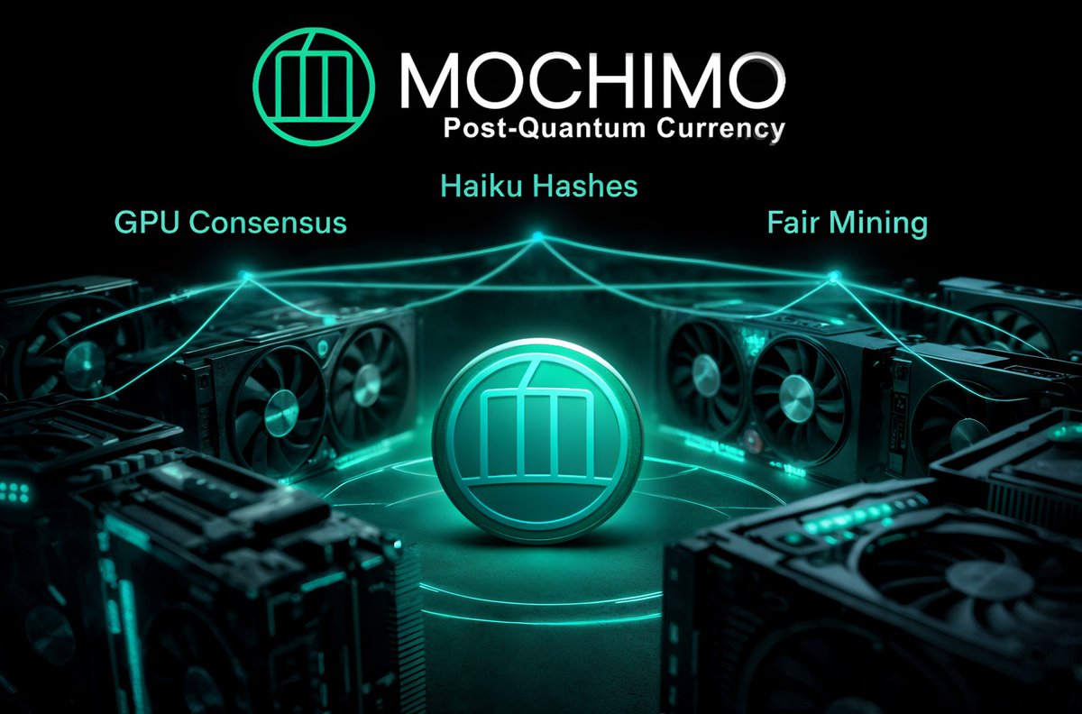 nathanmencoba's tweet image. Mochimo is the first quantum-resistant cryptocurrency powered by GPU consensus.

With Haiku hashes and fair mining, the network ensures decentralized participation without relying on specialized hardware.

Built for fairness. Built for the future.

#Mochimo #GPUmining #Crypto