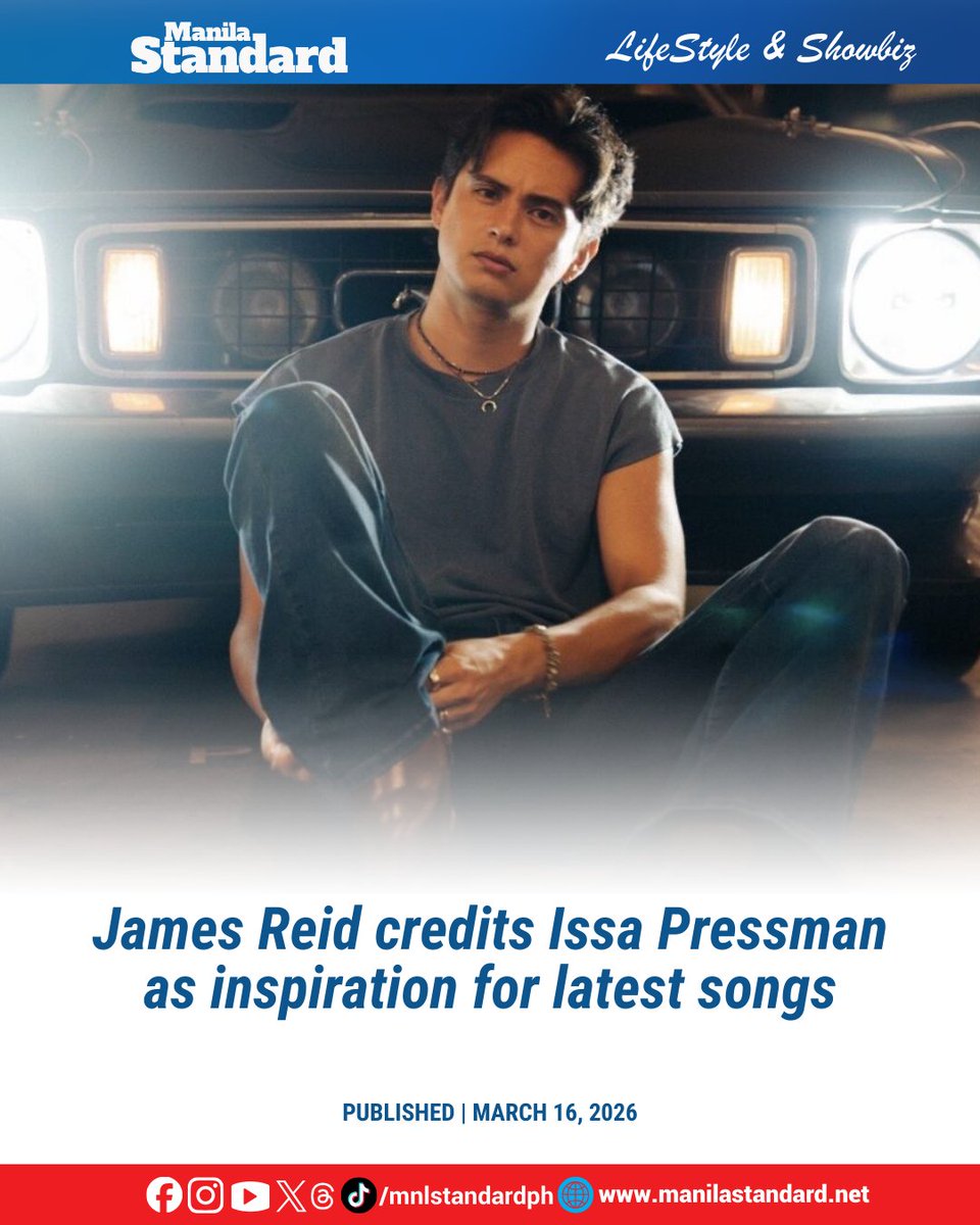 mnlstandardph's tweet photo. #MSShowbiz │Love, it seems, has become the quiet engine behind the songs of James Reid. And according to the actor-singer himself, the muse behind many of those melodies is none other than his girlfriend, Issa Pressman.

Read more:
https://t.co/GT0pJ4qnQC https://t.co/yEENn3rhLK