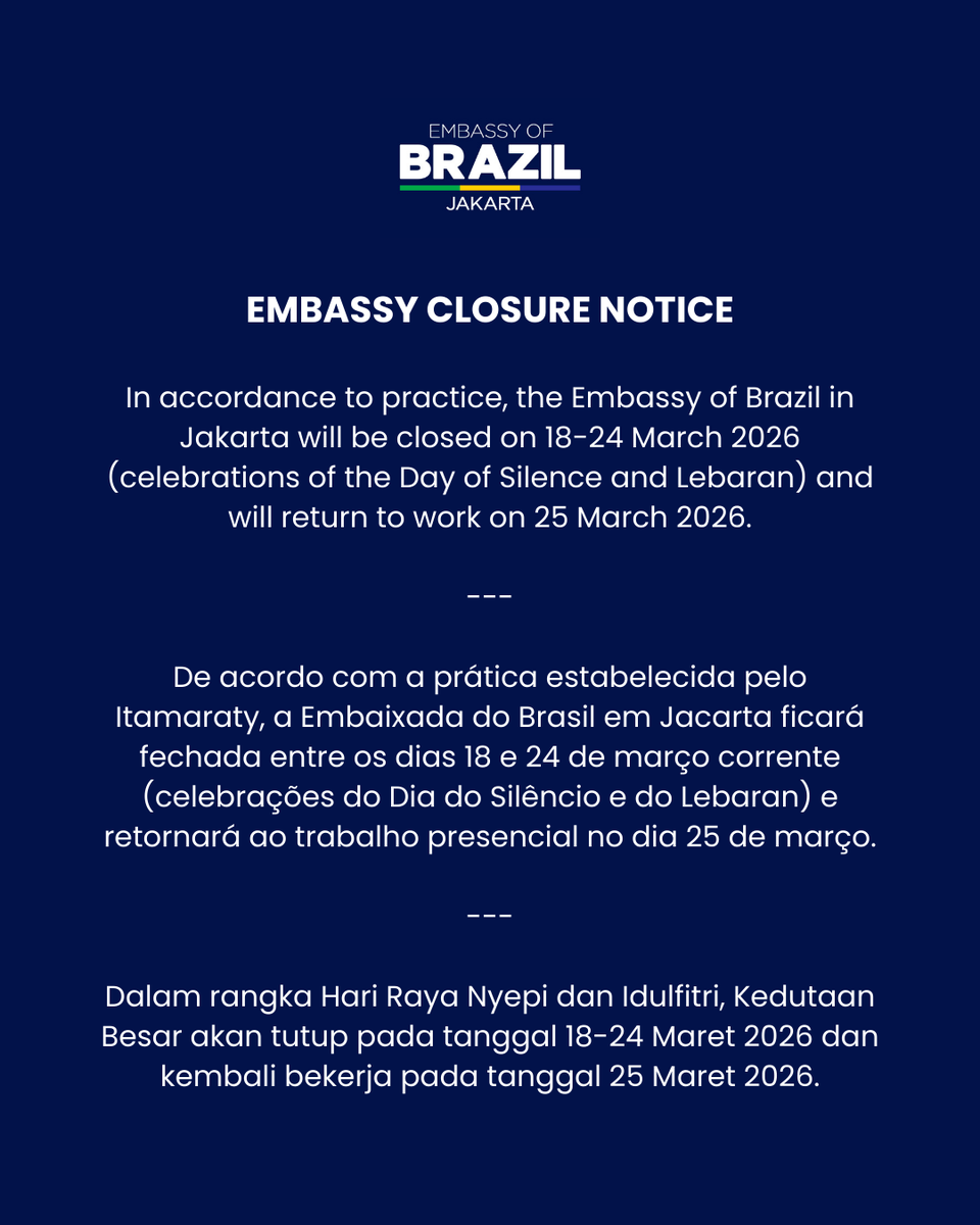 Embassy of Brazil in Jakarta tweet media