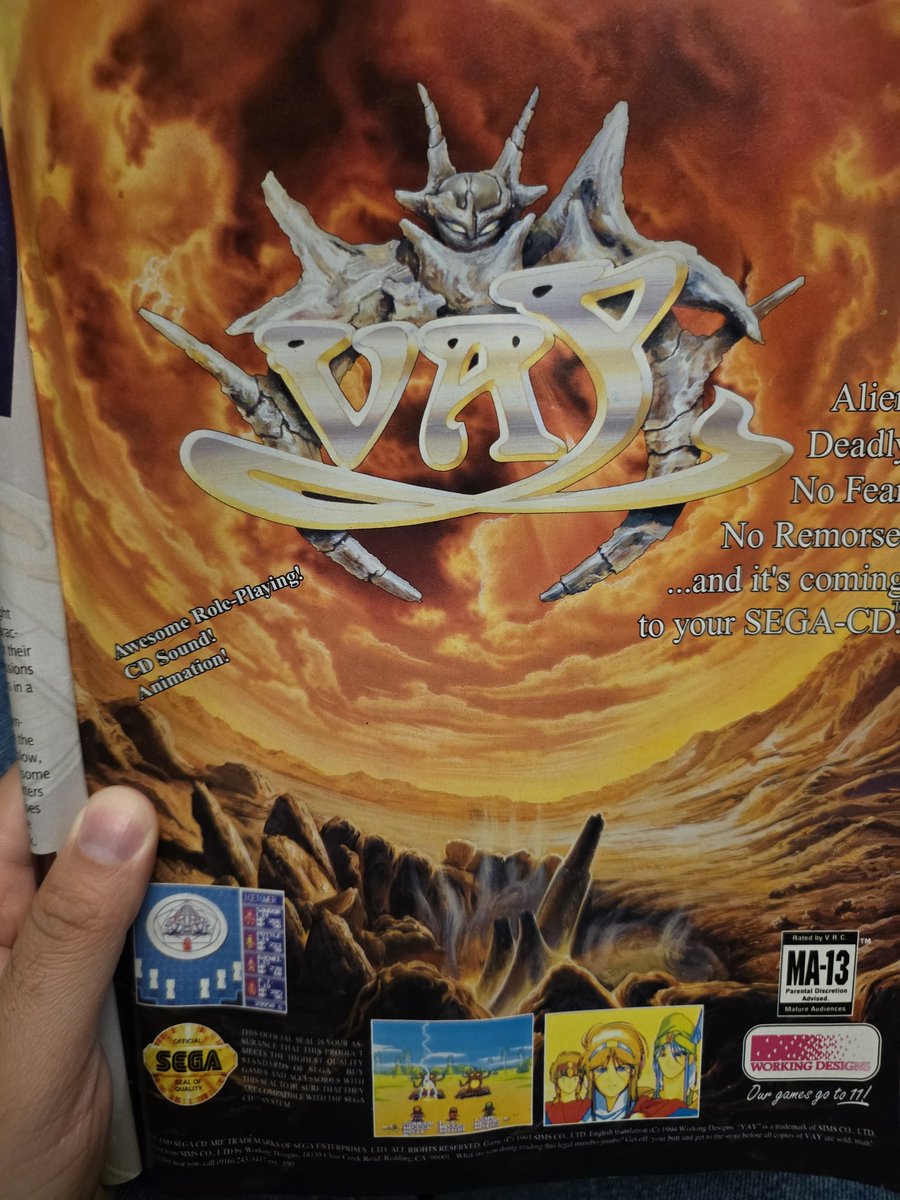 One final magazine ad from the July 1994 issue of GamePro
Vay | Sega CD | 1994