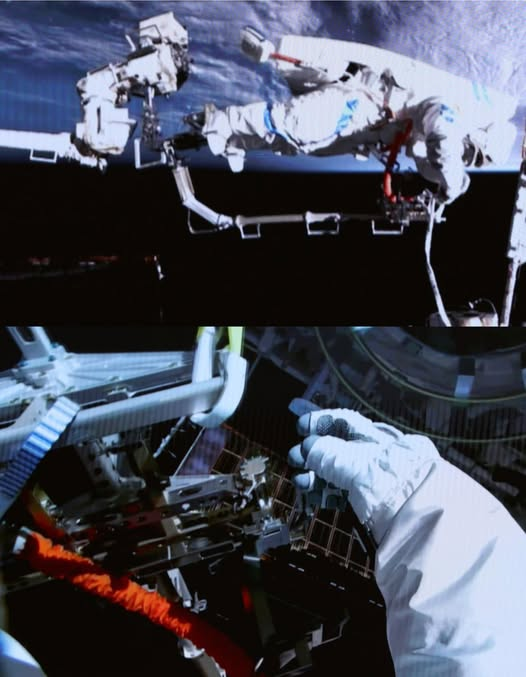 ShanghaiEye's tweet image. The #Shenzhou21 crew aboard #China's orbiting space station @CNSpaceStation completed their mission's second series of extravehicular activities (EVAs) on Monday, according to the China Manned Space Agency (#CMSA).