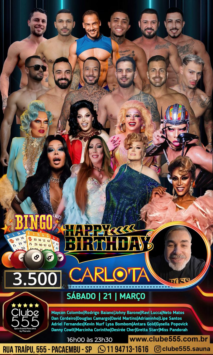 pythonclubsauna's tweet photo. Tá chegando a grande festa!
SPECIAL BDAY CARLOTA 
Sábado 21/03 no Clube 555.
R. Traípu 555 - Pacaembu/SP.
16h00 às 23h30 https://t.co/I7iBrtnX8I