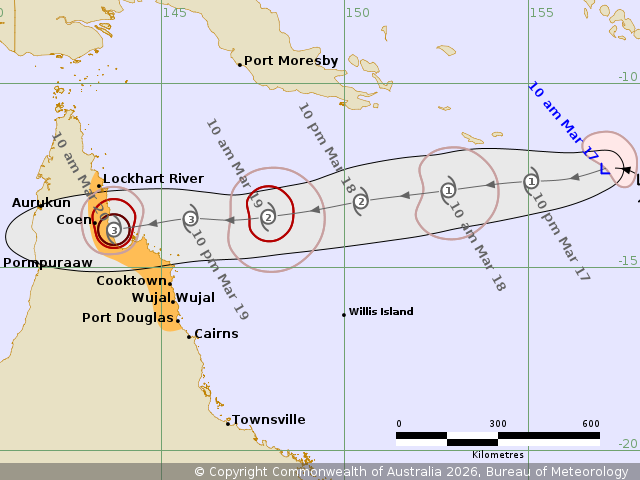 VortixWx's tweet photo. As for #Queensland, a Tropical Cyclone Watch has been issued from Lockhart River to Port Douglas. #27P could bring damaging winds, storm surge flooding, & inland flooding.
#tropicswx #QLDStorm https://t.co/dpSbZPmMQS