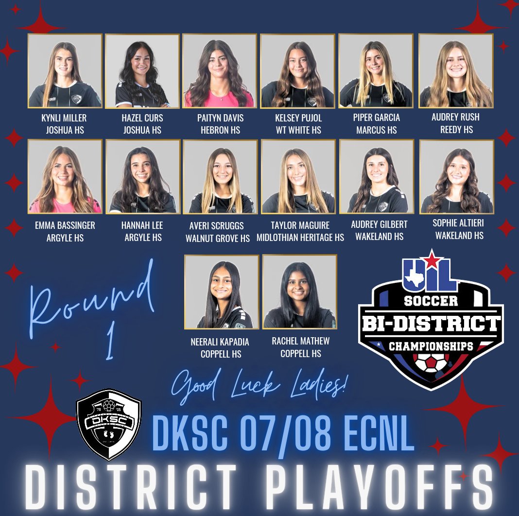 dksc_08_ECNL's tweet photo. Good luck to our teammates competing in High School playoffs this week! #DKSCSTRONG #DKSCPROUD 💪🙌
@uiltexas @DKSC_official @MaxPreps @ImYouthSoccer @ImCollegeSoccer @TheSoccerWire @PrepSoccerTX @TopDrawerSoccer @JorgeHervert8 https://t.co/A7NvmyZ69r