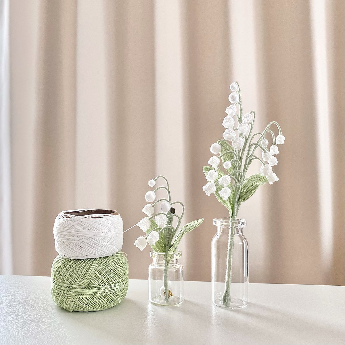 鈴蘭の一輪挿し、近々入荷します

#編み物　#すずらん  #crochet