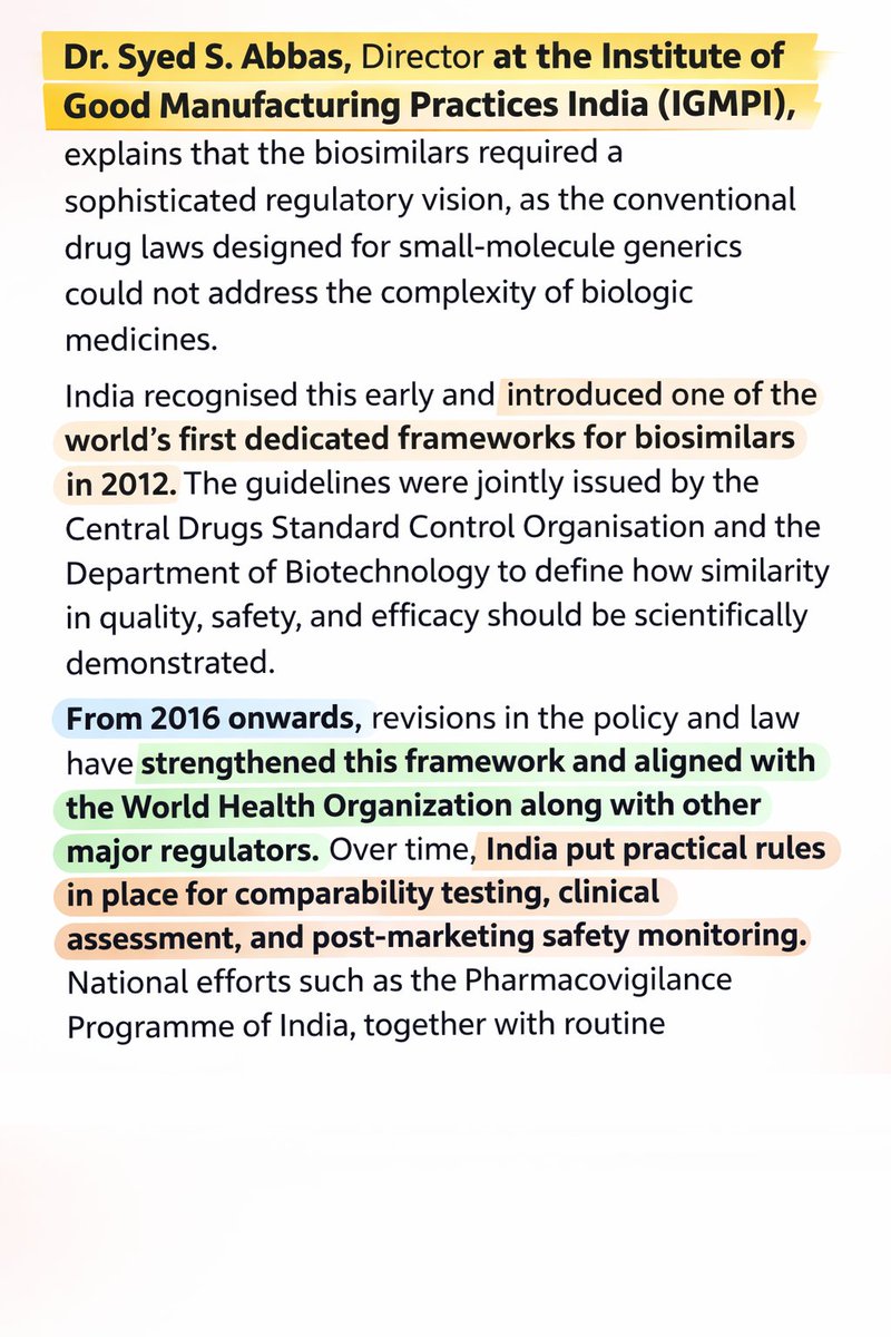 igmpiindia's tweet photo. Recently, a prominent media outlet featured our director, Dr. Syed S. Abbas, who provided important insights on the expanding role of biosimilars in revolutionizing access to cutting-edge treatments throughout India. 
https://t.co/zT4W85jaYo

#AffordableBiologicCare #Biosimilars https://t.co/0YL8PX98tP