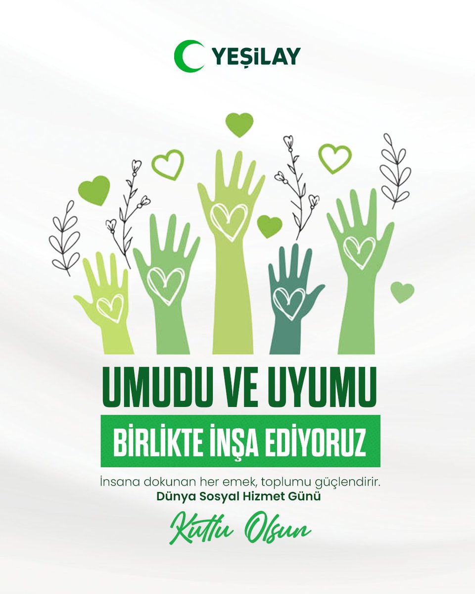 Toplumsal refahın tesisi ve insan onurunun korunması yolunda; bilimin rehberliğinde, özveriyle çalışan tüm sosyal hizmet profesyonellerinin Dünya Sosyal Hizmet Günü’nü kutluyoruz.

Yeşilay olarak, YEDAM ve rehabilitasyon merkezlerimizdeki sosyal hizmet desteğimizle bağımsız bir