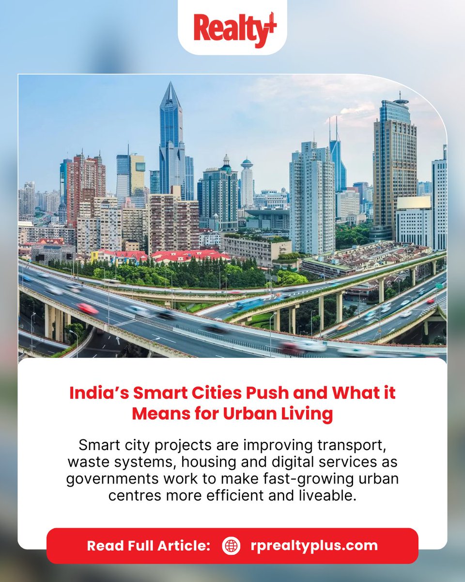 RPRealtyPlus's tweet image. India’s Smart Cities Mission is redefining urban living by integrating technology, infrastructure, and sustainability into the way cities are planned and experienced.

Read more:
rprealtyplus.com/news-views/ind…

#SmartCities #UrbanLiving #SustainableDevelopment #RealEstateNews