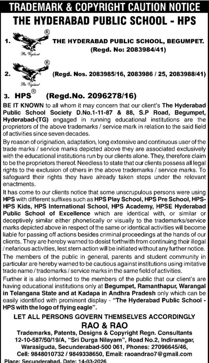 HakkuInitiative's tweet photo. Beware parents! Admissions time!
Not all reds are apples!
Hyderabad Public School public notice. #Hyderabad #HPS #Admissions #School #ExamFever https://t.co/5EDtSlqRpP
