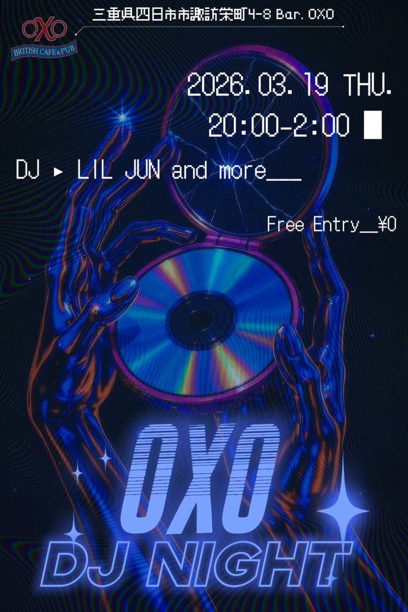 MC_LILJUN's tweet photo. 今週木曜日は三重四日市OXOBARにてDJ Nightを主催開催します😁✨

入場🆓なので是非ふらっと遊びに来てください👍🤭
四日市の商店街のど真ん中にあるのでお待ちしております🤭✨ https://t.co/dMZ598IQPo