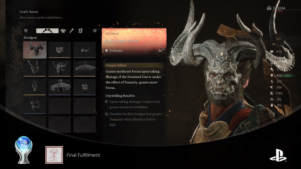 NinoMH's tweet image. platino 25: #blackmythwukong
una absoluta joya de principio a fin, la partida en NG+ requerida para el platino es como la de venganza contra todos, maravillosa. de lo mejor que he jugado en la última década. bravo #gamescience #PS5Share @BlackMythGame 🔥