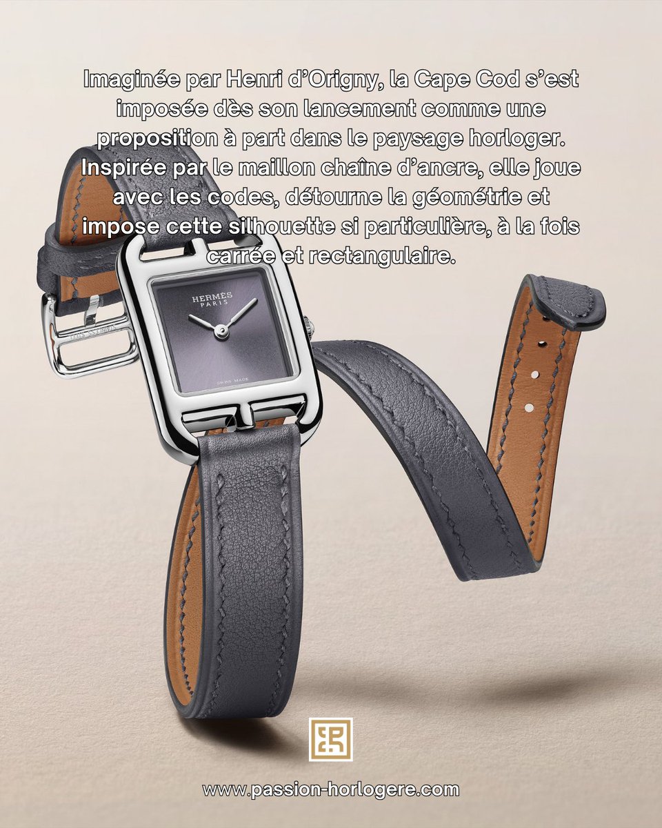 Hermès Horloger affine la Cape Cod. Le célèbre « carré dans un rectangle » passe en 27 x 20 mm, entre acier, or jaune et bracelet simple ou double tour. À lire sur Passion Horlogère : passion-horlogere.com/hermes-horloge… #HermesHorloger #CapeCod