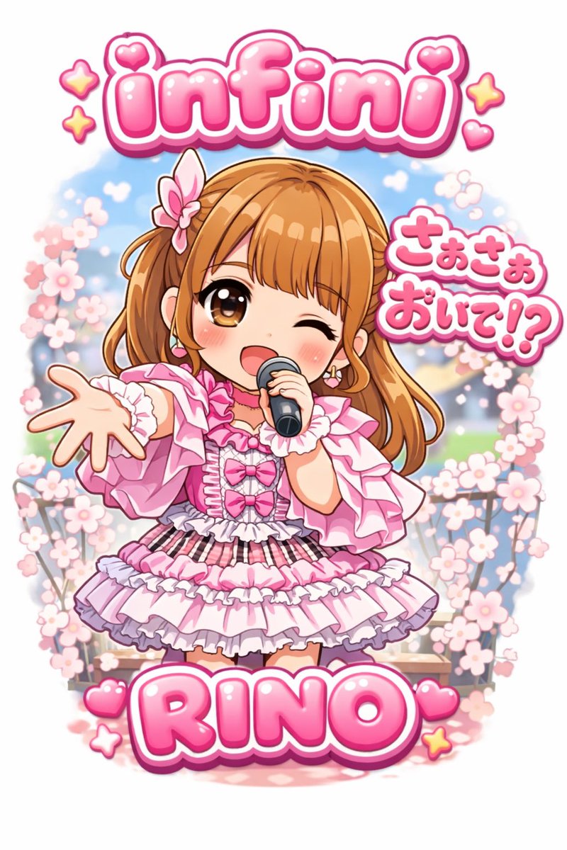 infini_0420's tweet image. infini 理乃ちゃん🎀🩷ちびキャラ‼️

おいでと言ってる理乃ちゃん🩷
 
さぁさぁおいで!?と言われると、ドキドキする🥰
後ろの桜も綺麗🌸✨️
#infini #本田理乃 #さぁさぁおいで #あんふぃに
#可愛いちびキャラ