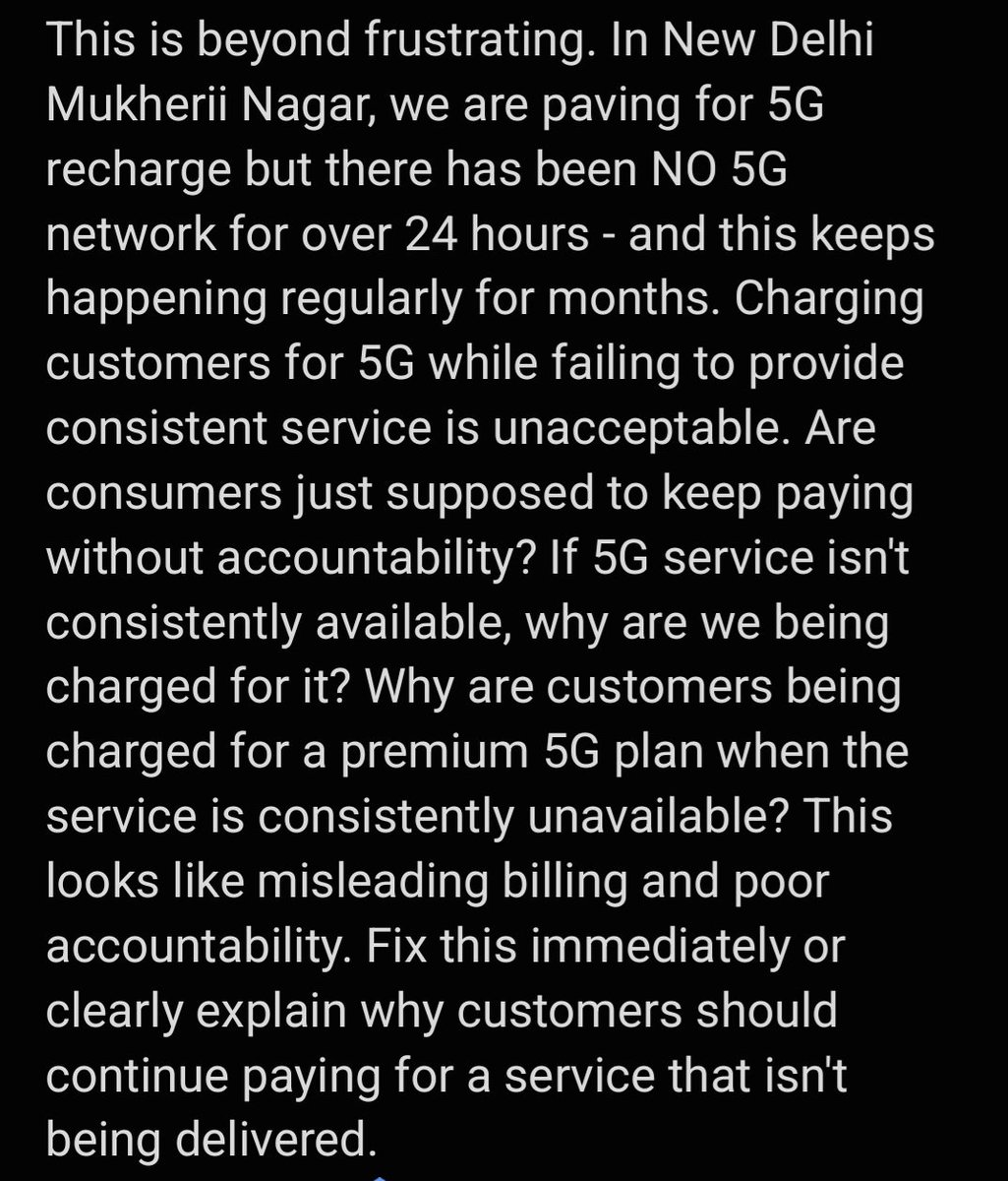 shubham99888878's tweet image. relianceiio @JioCare @TRAI #Jio #5G #NetworkIssue #NewDelhi #MukheriiNagar #ConsumerRights
Well still doing the same? Again &amp;amp; again &amp;amp; again. After repeated tweets, repeated complaints. Is there any transparency or accountability remains??? Either from government or Ambanies??
