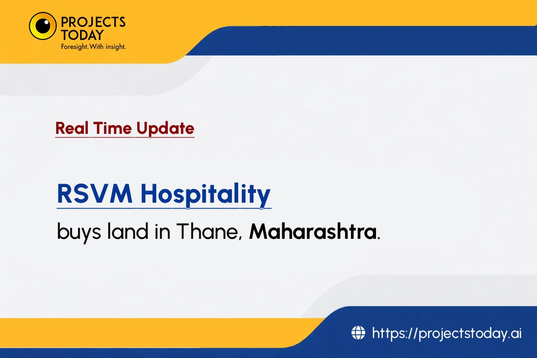 projects_today's tweet image. Real Time Update

RSVM Hospitality buys land in Thane, Maharashtra.

For more details:
Email us at: mktg@projectstoday.com
Contact us on +91 7304553123

#RSVMHospitality #ThaneDevelopment #RealEstateInvestment #MaharashtraGrowth #HospitalityIndustry #LandAcquisition