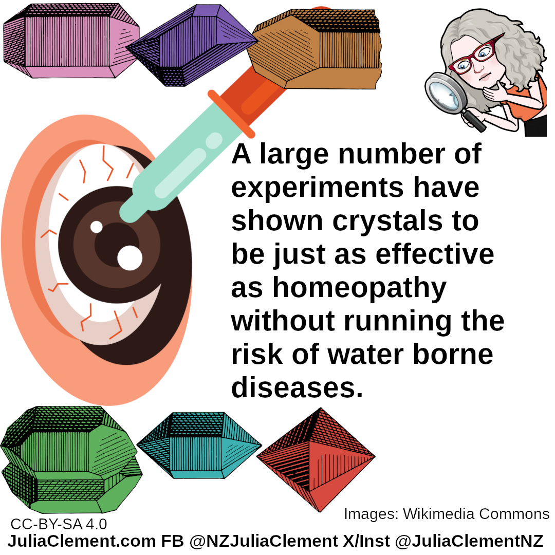 JuliaClementNZ's tweet image. A large number of experiments have shown #crystals to be just as effective as #homeopathy without running the risk of water borne #diseases.