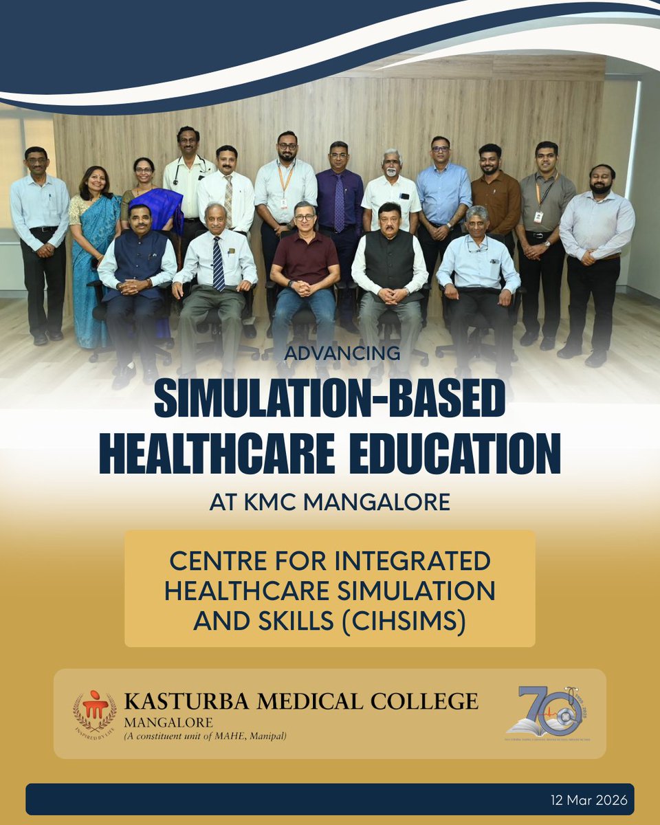 KMC_Mangalore's tweet image. CIHSimS at KMC Mangalore hosted Dr Ranjan Pai and Lt Gen. (Dr) M. D. Venkatesh for a visit to its new simulation facility, which showcases advanced training infrastructure for clinical skills and patient safety.

#KMCMangalore #SimulationEducation