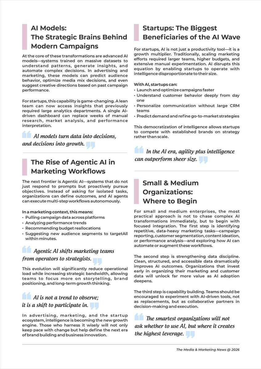 SirfMayuR's tweet photo. My Perspective: The AI Shift in Advertising, Marketing &amp; Startups: Why Intelligence Is the New Growth Engine... https://t.co/GVgW843tfb