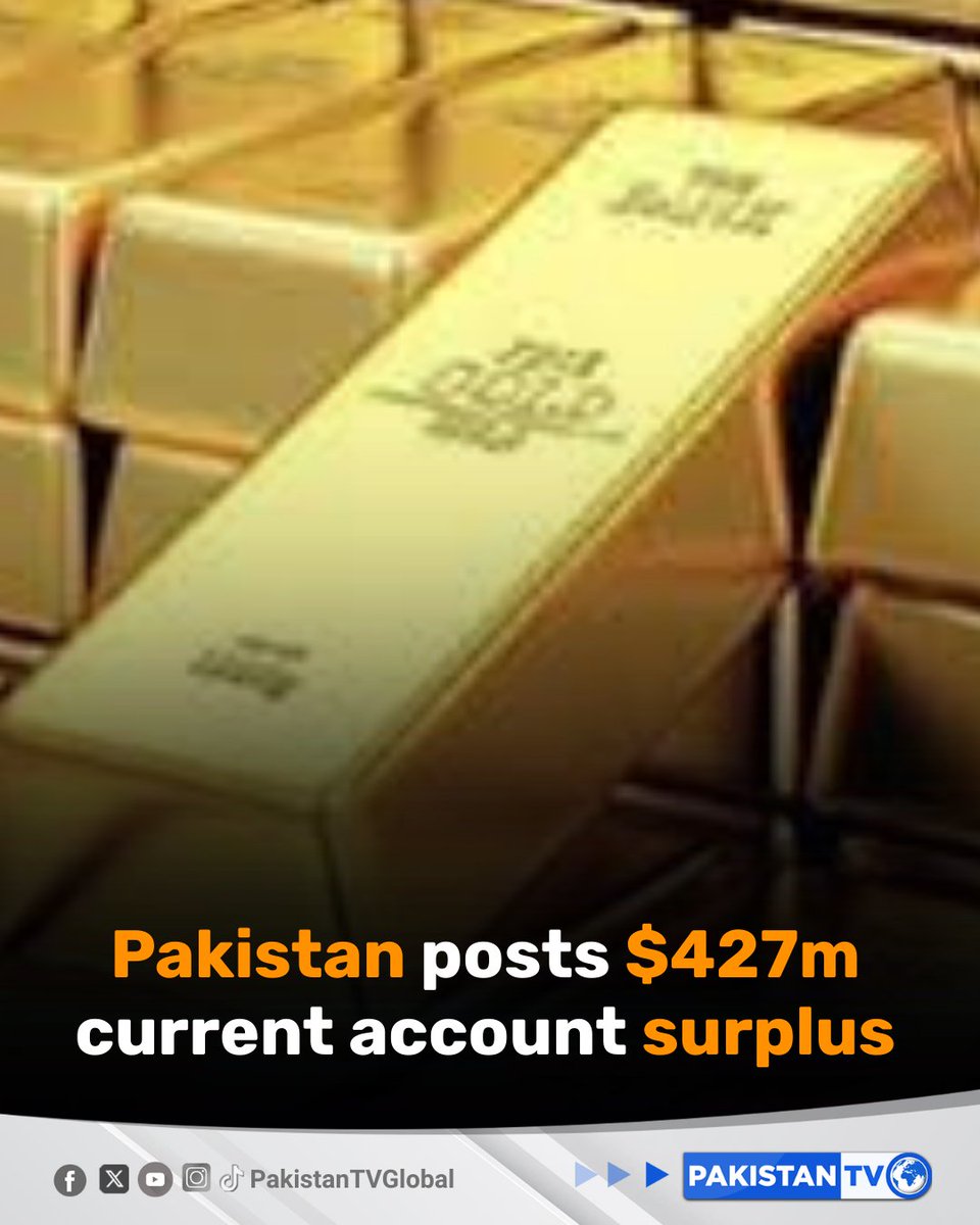 PakTVGlobal's tweet photo. Pakistan records its largest current account surplus of 2026, posting a $427 million surplus in February 2026, the highest since March 2025, when the surplus stood at $1.28 billion.
#Pakistan #Economy #CurrentAccountSurplus #FinanceNews #TradeBalance #PakistanTV #PakistanTVglobal