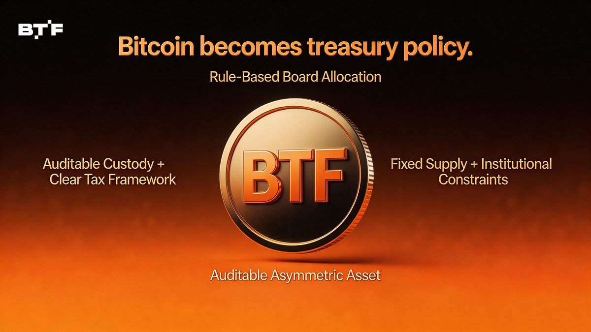 BTF_TBC's tweet image. Corporate adoption is shifting from experimental to strategic as custody becomes auditable and tax treatment less ambiguous.

Boards evaluate Bitcoin as asymmetry with rules: fixed supply plus a holding framework that stands up to scrutiny.

#Bitcoin #CorporateTreasury #Custody