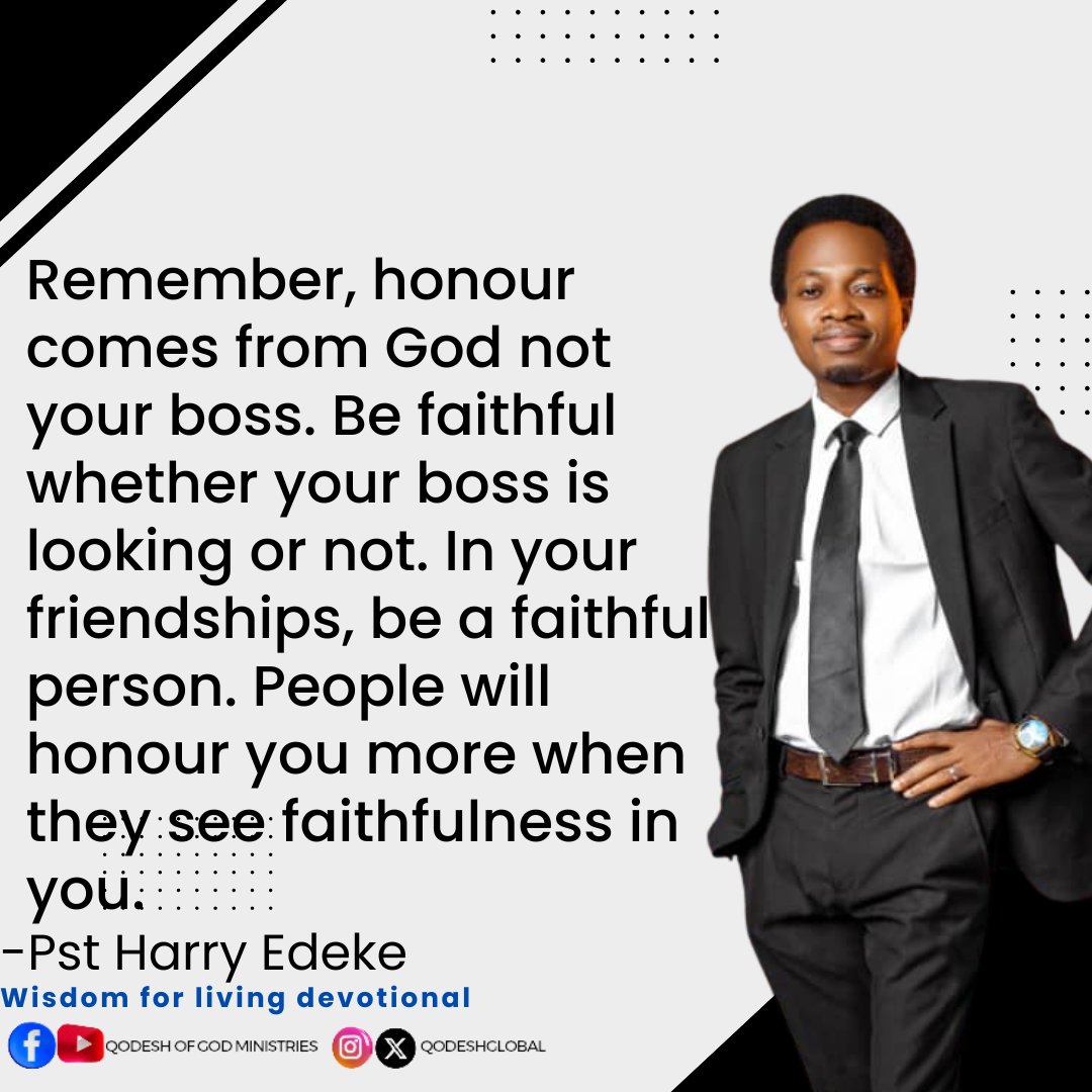 QodeshGlobal's tweet photo. Stop behaving like a chameleon, betrayal and a double faced life or tongue will rob you of honour in your friendships and in your relationships generally. Faithfulness is a major key to honour, imbibe it today. Blessings!

Connect with Pst Harry*
https://t.co/IHqVnz0LjQ https://t.co/QpEkLqhN60