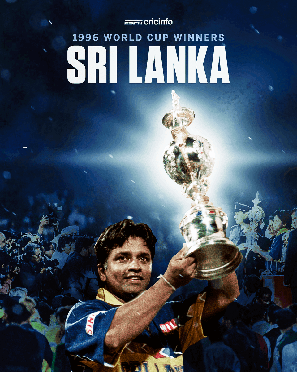 cricinfo's tweet photo. The win that changed Sri Lankan cricket forever. 

Led by Arjuna, with some magic from Aravinda ✨ 30 years to the date. https://t.co/ky0aLc6YWq