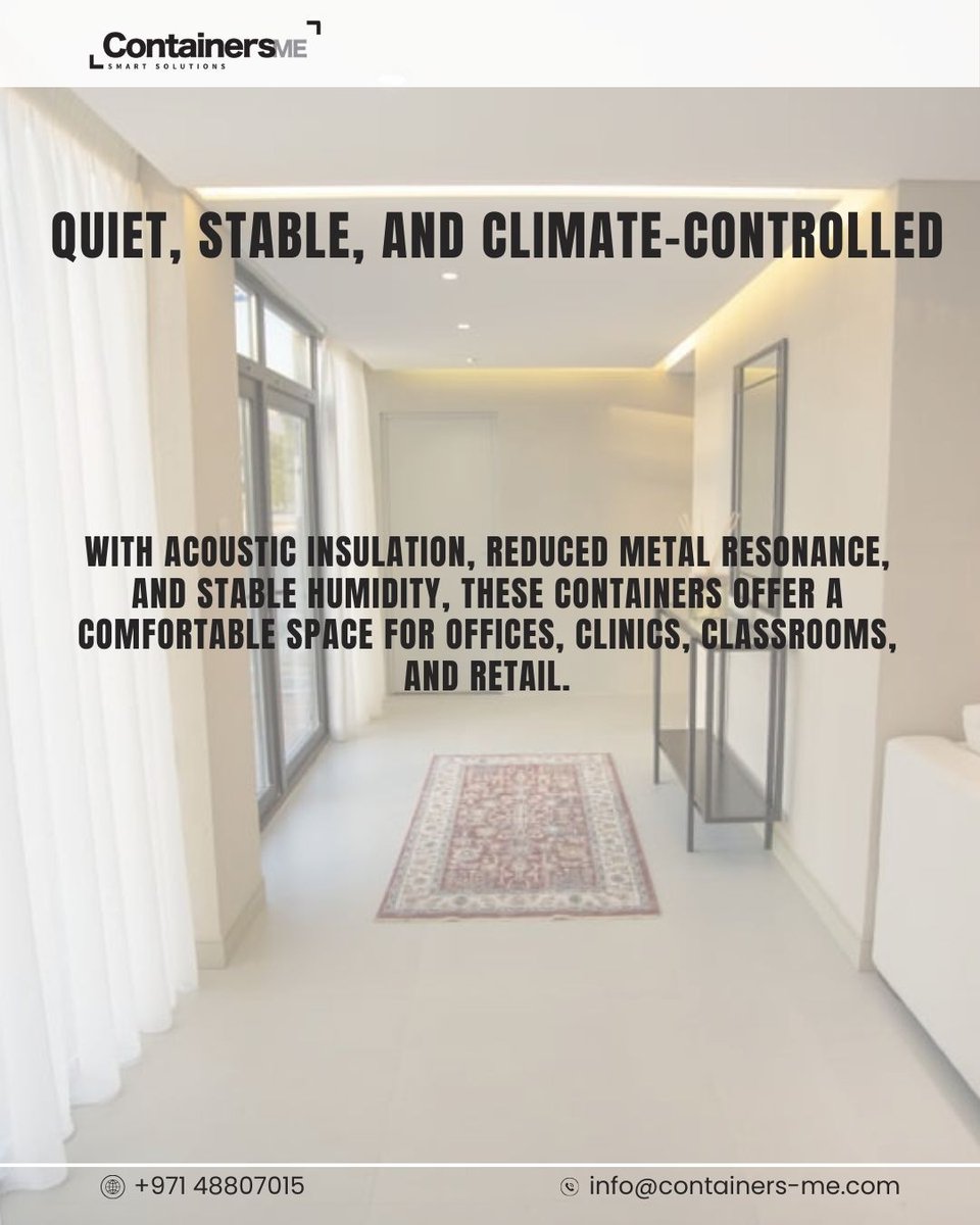 Containers_me's tweet image. Are Container Spaces Comfortable for Work or Living?

Yes! Modular containers are quiet, stable, and climate-controlled—perfect for offices, clinics, classrooms, and retail.

#modularcontainers #containeroffice #modularconstruction #temporaryspaces