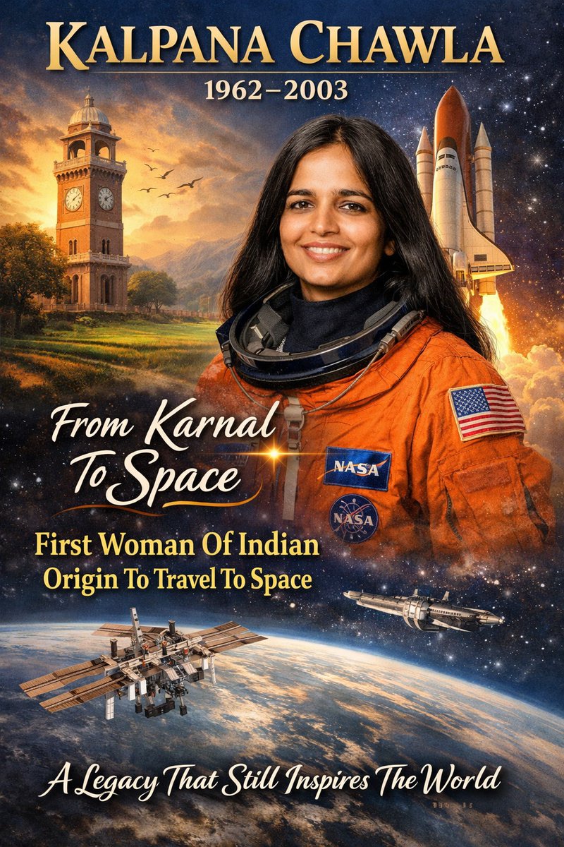 Sanatan_Kranti's tweet photo. .@isro @MarsOrbiter @ISROSpaceflight @NASA @myindmakers @pburavalli @HarithaPusarla
A Legacy in Space that Lives on and Inspires Forever 🇮🇳
Celebrating Kalpana Chawla
#KalpanaChawla #WomeninSpace #BharatiyaNaari #SpaceTravel #India #PrideofIndia
A #MyIndMakers Tribute https://t.co/D7IegF2NPv