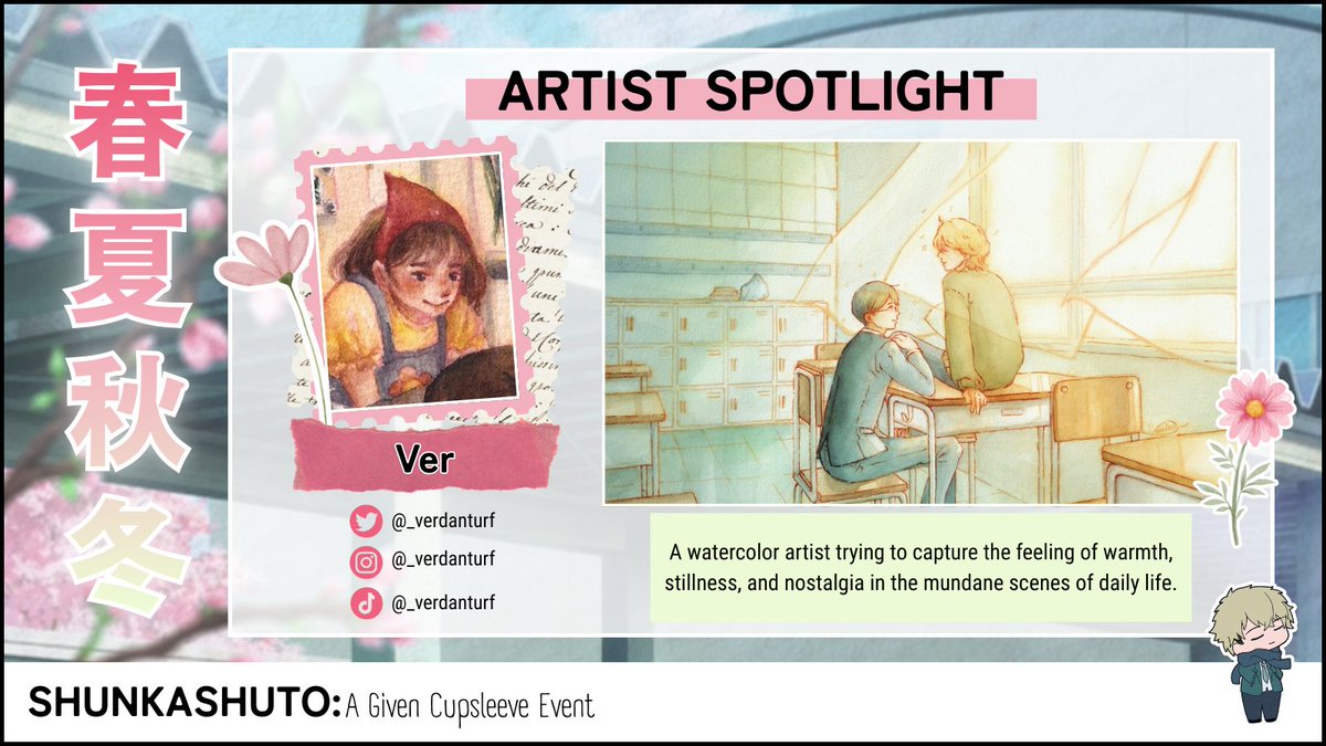 You may have spotted her at a few conventions here and there, but this time she’s bringing her enchanting works to Shunkashuto!✨

Let us welcome the lovely <a href="/_verdanturf/">verdant 🌿</a> ! 🌷

#ShunkashutoCSE ❄️🌸☀️🍁