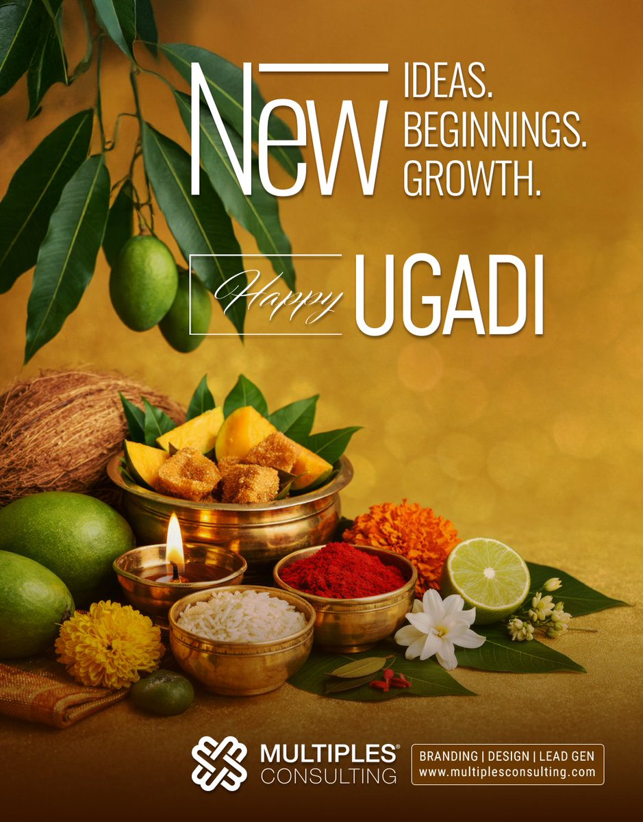 multiplescon's tweet photo. This Ugadi, let’s welcome a fresh year of creativity, innovation, and endless possibilities.  Wishing you success and prosperity as bright as spring blooms. Happy Ugadi!
#Ugadi #NewBeginnings #DigitalGrowth #BrandingForTomorrow #MultiplesConsulting https://t.co/Ar4L23hENX