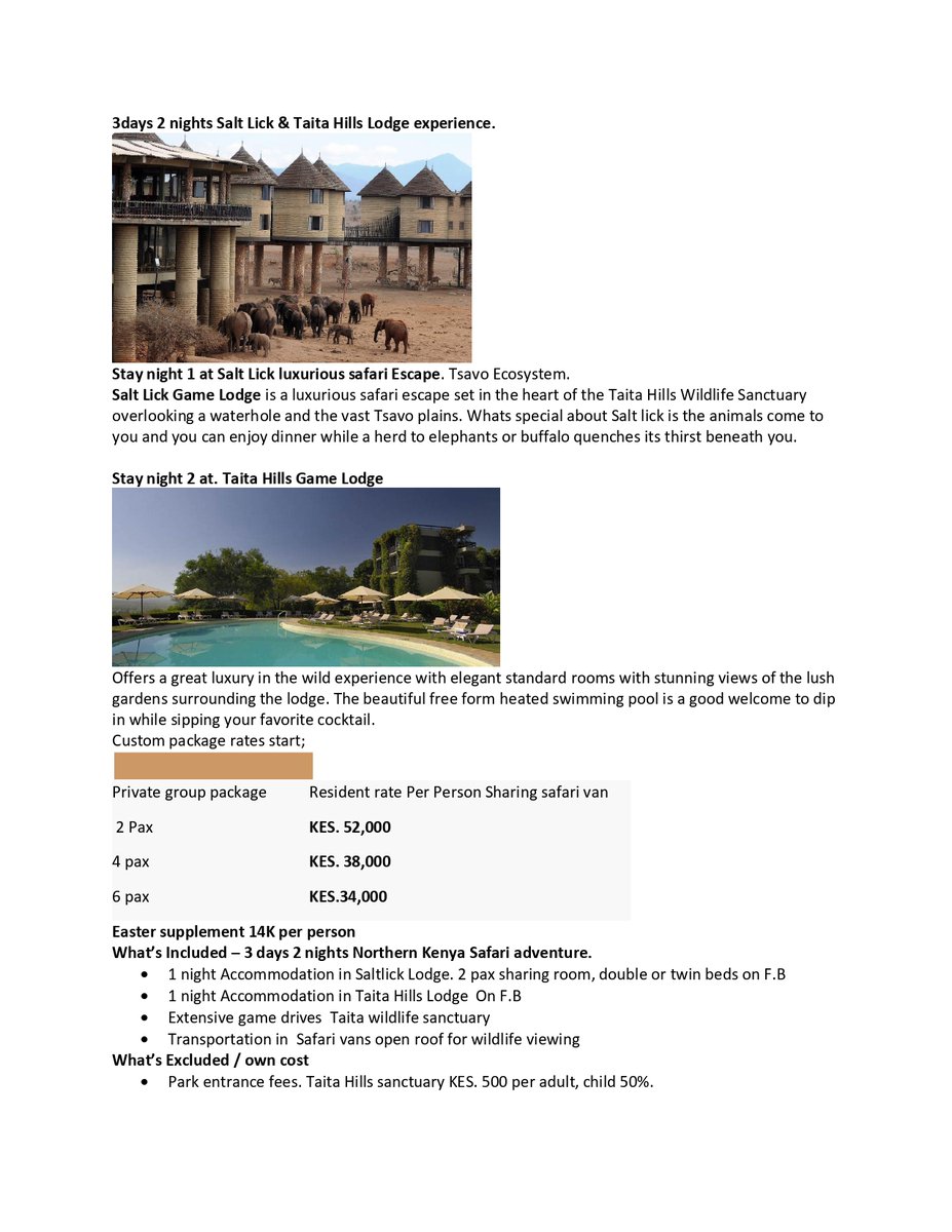 CustomSafari's tweet photo. We love destinations that give you more value for your time &amp; money, a trip that gives you a chance to enjoy 2 hotel stays in one. Night 1 stay at Saltlick lodge enjoy dinner with elephant views &amp; night 2 at the Taita hills lodge. Perfect easter getaway see post for rates &amp; DM https://t.co/Abt6AVwbeG