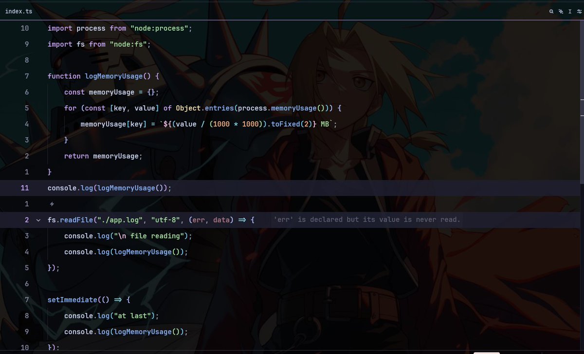 Kshitij_Shahi55's tweet photo. why setimmediate is not running at last? it is check queue and it always run after i/o queue? and also is there a way i can know when v8 will gc external buffer? why is it still referencing ? https://t.co/mCpH6ichty