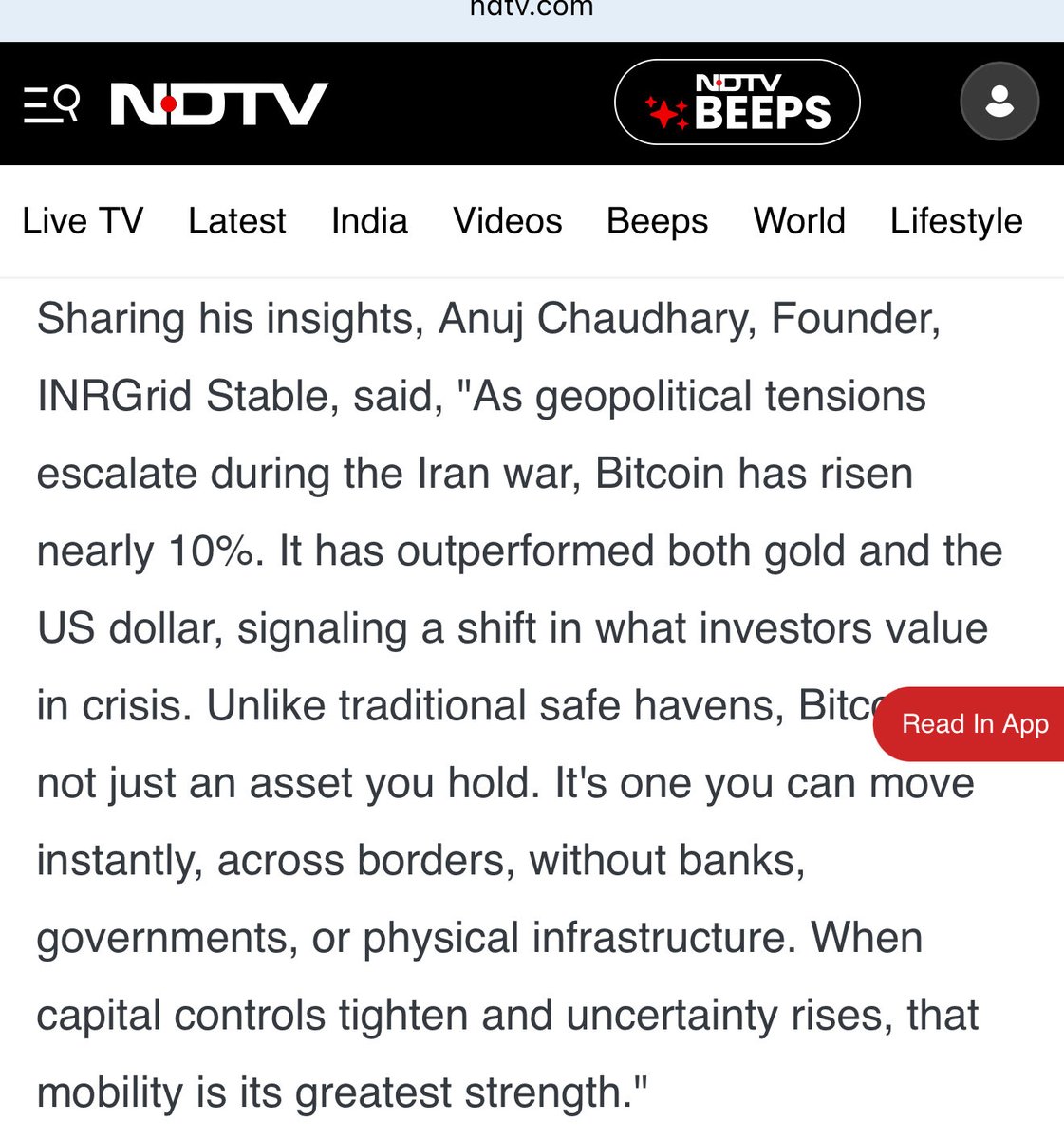 AnujChaudhary25's tweet photo. Not Gold, Not US Dollar, This Asset Has Surged The Most During Iran War 

Traditionally, gold or the US dollar have been the go-to asset(s) for investors looking to hedge their risks during times of crisis.

Just shared my Insights on NDTV👇🏽 https://t.co/O3qtEZCris