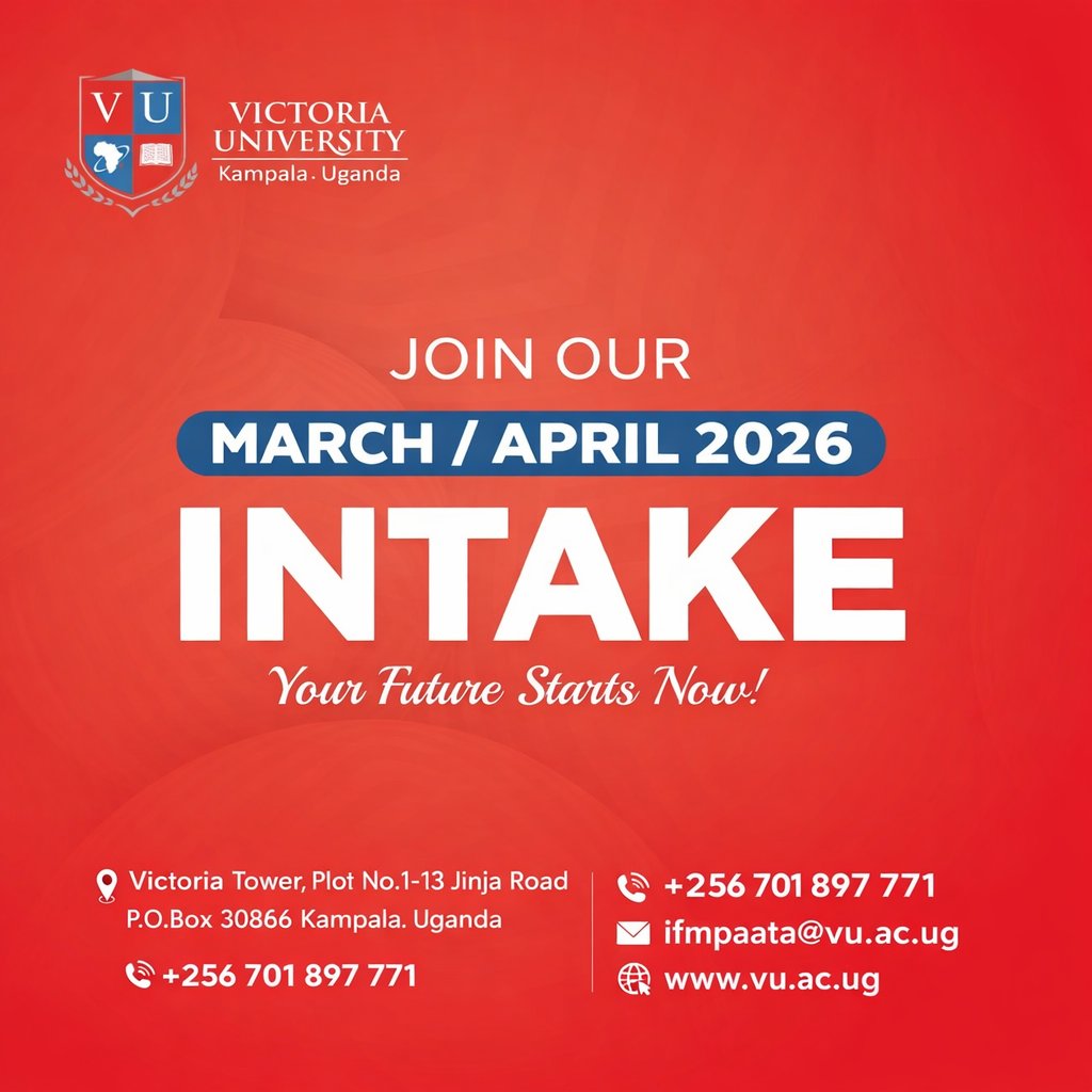 ivanmpaata's tweet photo. Applications Open Now!
Join @VUKampala for the March/April 2026 Intake starting 18th March.
Secure your future with career-focused programs.
๐ +256 701 897 771
๐ง ifmpaata@vu.ac.ug
Apply now limited slots available!
#AdmissionsOpen #MarchIntake #ApplyNow https://t.co/pFVDCcoH7M