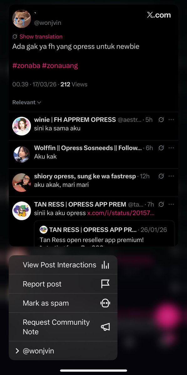 sya, OPRESS APPREM tweet media