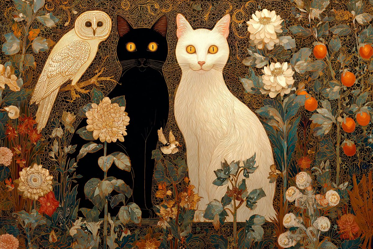 A black cat and a white female cat
#midjourney #aiart