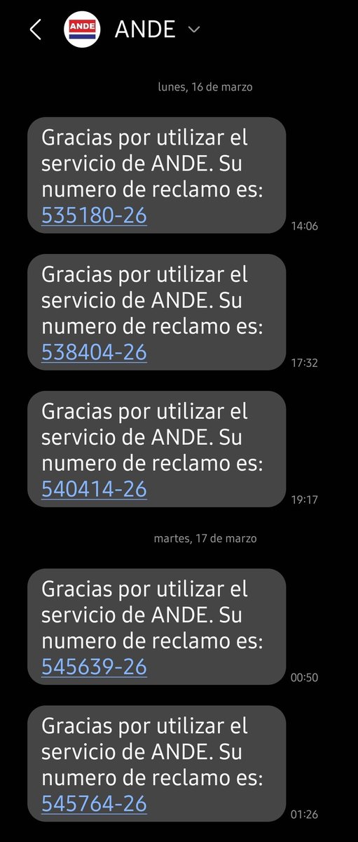 JuanFVidovichD's tweet photo. @ANDEOficial @FelixSosaPy desde las 14hs de ayer estoy reclamando falta de energía eléctrica y no tengo respuestas. Las llamadas que me atendieron no solucionaron el problema. El CM miente ya que al llamar me consultan si es solo mi casa. @ABCDigital @nanduti No dan + N° reclamo https://t.co/OG2NVQRKm4