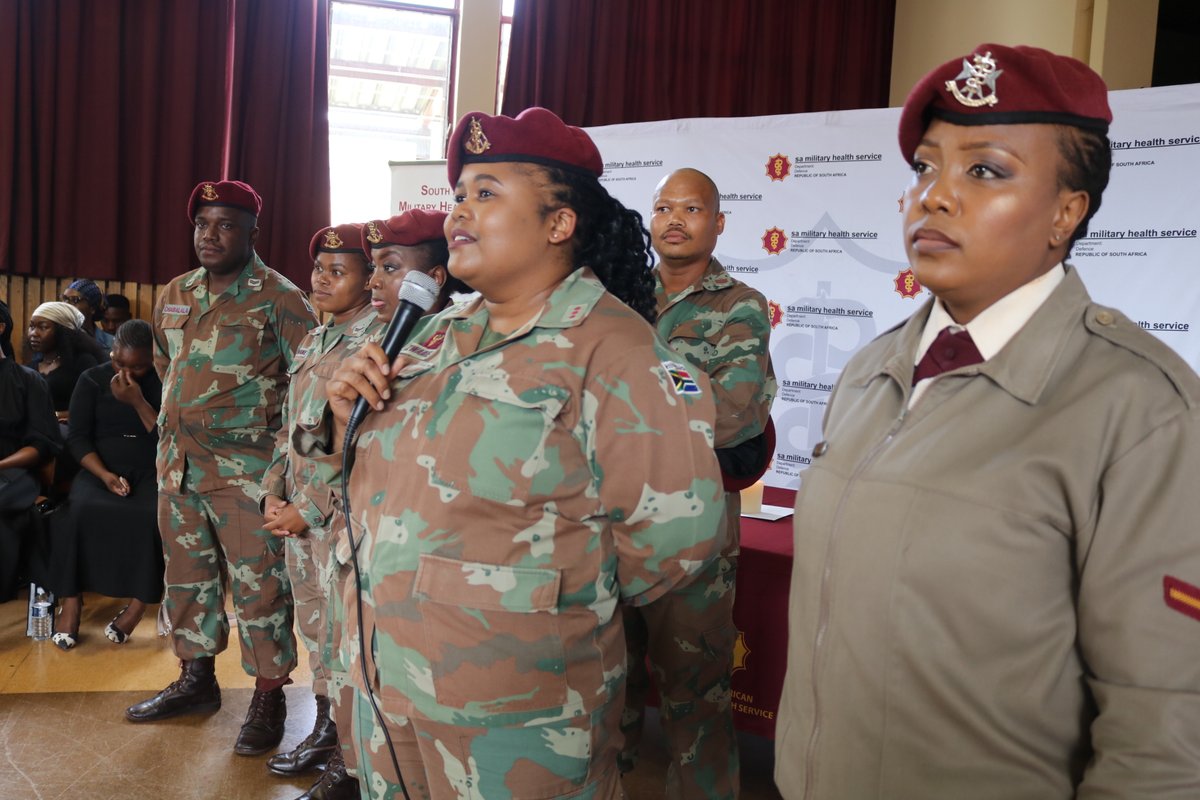 SANDF_ZA's tweet image. On  16 March 2026, family, friends and colleagues gathered at #MilitaryHealthTrainingFormation Auditorium to pay their heartfelt respects to the life of Corporal Manqoba Sibanyoni.

#SANDF
#SAMilitaryHealthService
#TowardsMilitaryHealthExcellence
#RIPSASoldier